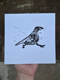 Running Quail Linocut