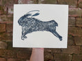 Rabbit Linocut - Grey